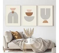 CWBLYZ Photos,Affiches sur Toile Beige à Lignes Géométriques Abstraites de Style Bohème Idéales pour Décorer Salon Cuisine Bureau et Intérieur-60 * 75cm-3pcs (sans cadre)