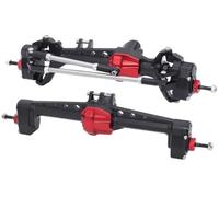 CWBSEB Pont Portal CNC Alu Avant/Arrière 1/10 RC Complet 3-CVD | Essieux Portails Métal Offset avec Cardans CVD 3 Sections pour Franchissement 1/10(Front+Rear Axle-Black)