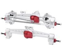 CWBSEB Pont Portal CNC Alu Avant/Arrière 1/10 RC Complet 3-CVD | Essieux Portails Métal Offset avec Cardans CVD 3 Sections pour Franchissement 1/10(Front+Rear Axle-Silver)