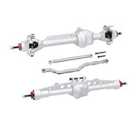 CWBSEB Ponts Alu CNC Avant/Arrière pour RC 1/10 avec Engrenages Acier | Ensemble Transmission Métal Renforcé Différentiel pour Modèle Réduit Franchissement 1/10(Front+Rear Axle Silver)