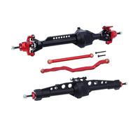 CWBSEB Ponts Alu CNC Avant/Arrière pour RC 1/10 avec Engrenages Acier | Ensemble Transmission Métal Renforcé Différentiel pour Modèle Réduit Franchissement 1/10(Front+Rear Axle Red)