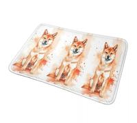CWCMZDH Atmosphérique à l'Aquarelle Portrait d'une Enfant de 7 Ans Shiba Inu Anti-dérapant Paillasson Tapis de Tapis pour la Maison Chambre à Coucher
