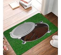 CWCMZDH Drôle de Plaque d'Égout 3D Pièges Paillasson Tapis Anti-Dérapant Cuisine Salle de Bain Balcon Tapis