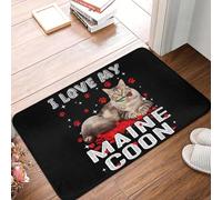 CWCMZDH J'aime Mon Maine Coon Valentine Aime Les Chats, Non-dérapant Paillasson Tapis de Tapis de Cuisine Entrée Salle d'accueil