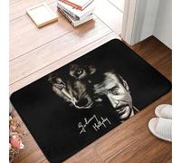 CWCMZDH Johnny Hallyday Et Le Loup De La Porte Avant du Tapis Anti-Dérapant Séchage Rapide France Chanteur De Rock Star Paillasson De Cuisine, Balcon, Entrée Tapis