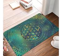 CWCMZDH La Fleur de la Vie de Marbre et d'or Paillasson Tapis Anti-Dérapant Mandala de Bain Cuisine Salon Salle De Tapis
