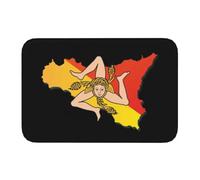CWCMZDH La Sicile Trinacria Sicilia Drapeau Carte Paillasson Antidérapant De La Salle De Bains De Cuisine Tapis De Porte De Chambre À Coucher De Plancher De Salon D'Entrée De Tapis