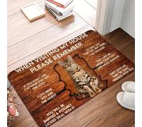 CWCMZDH Lors De La Visite De Ma Maison s'il Vous Plaît Rappelez-Vous Chat De Bengal De Porte Avant, Tapis Anti-Slip Intérieur Paillasson Cuisine Chambre À Coucher Tapis