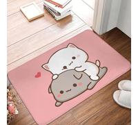 CWCMZDH Mochi Chat De Pêche Et De Goma Devant La Porte De L'Étage D'Entrée Tapis D'Intérieur Cuisine Salle De Bain Paillasson Chambre À Coucher Tapis Salon Électrode