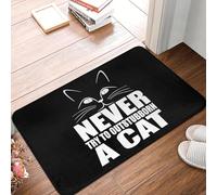 CWCMZDH N'Essayez Jamais De Outstubborn Un Chat Étage De La Porte De La Cuisine Tapis De Bain Anti-Dérapant Chat D'Intérieur Papa Cadeau Paillasson Vivant À L'Entrée De La Salle De Tapis