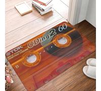 CWCMZDH Orange Cassette Rétro TDK Chrome Design Paillasson Anti-Dérapant Entrée de la Salle de Bain Plancher de Cuisine Tapis de Porte de Garage Tapis Électrode