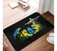 CWCMZDH Personnalisé Drapeau du Brésil Paillasson Antidérapant Entrée Cuisine Salle De Bain Plancher De Tapis De Porte De Garage Tapis Électrode