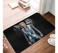 CWCMZDH Personnalisé Johnny Hallyday avec Le Loup De La Porte De Chaussée Cuisine Salle De Bains Tapis D'Intérieur Français De Rock Chanteur Paillasson Entrée De Garage De Tapis