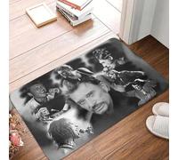 CWCMZDH Personnalisé Rétro Rock Johnny Hallyday Paillasson Antidérapant Sol Entrée De Porte Tapis De Français en France Chanteur De Salon Tapis Électrode