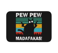 CWCMZDH Pew Pew Madafakas Chat Fou Paillasson Antidérapant Entrée, Cuisine, Salle De Bains Sol De Porte Tapis De Chambre À Coucher Balcon Tapis