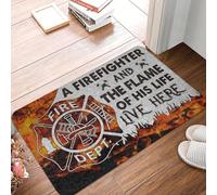 CWCMZDH Un Pompier Et La Flamme De Sa Vie en Direct Ici Paillasson Anti-Dérapant Entrée De La Porte De La Cuisine Tapis De Sol De Toilette Tapis De Tapis Électrode