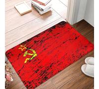 CWCMZDH Union soviétique URSS Russie Drapeau Étage Porte de Salle de Bain Tapis de Cuisine Anti-Dérapant Intérieur CCCP Paillasson Vivant à l'Entrée de la Salle de Tapis Électrode