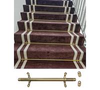 CWCQGH Ensemble de Barres d'escalier avec Embouts et Supports pour Usage Domestique et Commercial, Installation Facile pour la sécurité des Tapis d'escalier,5pcs-90cm/36in/3ft