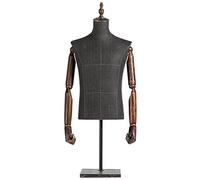 CWCQGH Mannequin de Couture Noir, Mannequin Homme Professionnel Demi-Corps pour Couture en Studio, Mannequin d'entraînement léger,with Arms