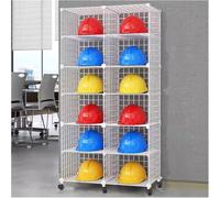 CWCQGH Présentoir à Chapeaux empilable avec roulettes, réglable et autoportant, 4 Compartiments, Grande capacité, idéal pour Les showrooms de Bureaux.,Blanco-12 cuadrículas