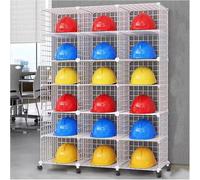 CWCQGH Présentoir à Chapeaux empilable avec roulettes, réglable et autoportant, 4 Compartiments, Grande capacité, idéal pour Les showrooms de Bureaux.,Blanco-18 cuadrículas