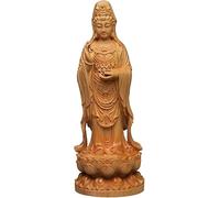 CWCQGH Statue de Guan Yin Debout sur Un piédestal de Lotus Quan Yin, déesse est-Asiatique de la Compassion et de la miséricorde, Sculpture de Bouddha méditant