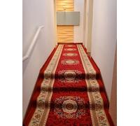 CWCQGH Tapis Oriental Rouge à Motif de Roses, Tapis de Couloir/entrée antidérapant et Doux, Absorbant l'eau, Lavable en Machine,110cmx400cm/3.6ftx13.1ft