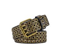 CWCYYDSYY Ceintures cloutées à 3 rangées de ceintures en cuir synthétique pour pantalons et jeans, doré, Large