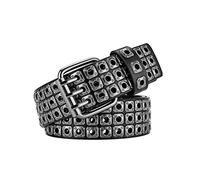 CWCYYDSYY Ceintures cloutées à 3 rangées de ceintures en cuir synthétique pour pantalons et jeans, noir, Large