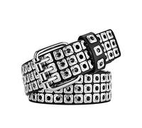 CWCYYDSYY Ceintures cloutées à 3 rangées punk Hip Hop en simili cuir pour jeans pantalons, Argenté, Large