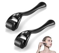 CWED 1 Pièce Dermaroller Cheveux,0.5mm+0.25mm, 540 Aiguilles en Titane de, Microneedling Roller Cheveux Repousse, Rouleau Barbe Homme, Stimuler la Croissance de la Cheveux (Noir)