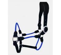 Cwell Equine Licol rembourré hybride en cuir noir et corde de luxe pour cheval