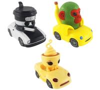 CWENDANER Lot de 3 jouets de voiture d'animaux pour tout-petits, figurine tralero tralala, jouet de voiture pour bébé, bolides pour bébé, poussez et démarrez, voiture jouet de dessin animé pour bébé