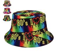 CWENDANER Seau Chapeau, Retro 80's 90's Pêcheur Double Face Chapeau pour Hommes Femmes, Anti-UV, Hip Hop Rock Scrawl Chapeau, pour Disco Hip Hop Outdoor
