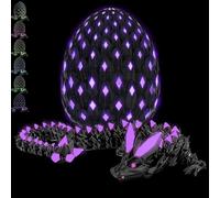 CWENDANER Œuf de Dragon Surprise avec Dragon à l'intérieur, Jouet Dragons imprimé en 3D, décoration de Bureau créative, Cadeau pour Adultes et Enfants（Modelo Morado Brillante Sin dientes）