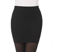 CWENROU Jupes pour Femmes - Mode Été Dames Jupe Taille Haute Jupe Plissée Couleur Bonbons Tricoté Élastique Mini Jupe Sexy Dames De Bureau Jupe Courte Noir Rouge Élégant Partie, Noir