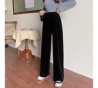 CWENROU Pantalon Large Femme - Mode Dames Automne Pantalon Droit en Velours Rétro Noir Taille Haute Pantalon Large Décontracté Étudiant Lâche Long Sports De Plein Air Fête Élégante Simple,Noir,XXL