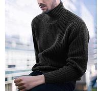 CWENROU Pull Homme Tricoté - Pull À Col Roulé pour Hommes d'automne Et d'hiver Pull Noir À La Mode Pull Chaud Tricoté Doux Et Extensible Slim Simple Affaires De Plein Air Rétro À Manches Longues Sim