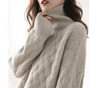 CWENROU Pulls Femme,Les Pulls À Col Roulé pour Femmes À La Mode Gardent Au Chaud en Automne Et en Hiver 100% Cachemire Et Camel Pull en Tricot Torsadé pour Femme, Chemise Basique Décontractée Ample E