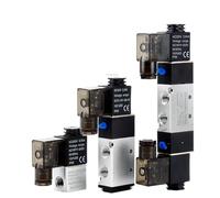 CWHHTVBI Électrovanne pneumatique 220V 4V220-08 Air 5 Voies 2 Positions 1/4 "Bobine en Alliage d'aluminium Interne DC 12V électrique DC 24V AC 110V(W 6mm Fittings,DC 12V)