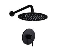 CWHHTVBI Ensemble de Robinet Douche Noir Mat mitigeur Pluie système pommeau Mural et Ensemble poignée kit Garniture à Fonction Unique, 8 Pouces(10 inches)