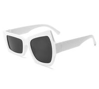 CWINAD Lunettes de Soleil Carrées Irrégulières Lunettes de Soleil Asymétriques de Fête Drôles Lunettes de Soleil Noires pour Hommes,WHITE