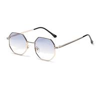 CWINAD Lunettes de Soleil Polygones Hommes Lunettes de Soleil Octogonales en métal pour Femmes Lunettes de Soleil Lunettes de Soleil Dames, Gris dégradé, Blanc