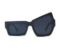 CWINAD Lunettes drôles avec sourcils surélevés sur un côté, lunettes de soleil irrégulières UV400 pour hommes et femmes, noir