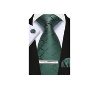 CWKOON Cravate formelle à carreaux rayés et boutons de manchette pour homme Coffret cadeau, vert, taille unique
