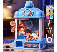 CWLAKON Candy Grabber Machine Dinosaure Jouet, Machine à Attraper Les Poupées avecSon & 20 Mini Jouets, Distributeur de Bonbons Jeu d'arcade Anniversaires et Cadeaux de Noël pour Enfants Garçons, Bleu