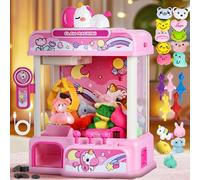 CWLAKON Candy Grabber Machine, Machine à Attraper Les Poupées avec 20 Mini Jouet, Distributeur de Bonbons Jeu d'arcade avec Musique, Anniversaires et Cadeaux de Noël pour Enfants Filles, Rose