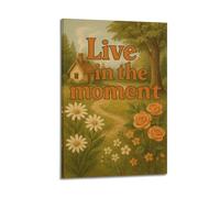 CWLLOG Impression sur toile - Décoration murale moderne pour salon et chambre à coucher - Émotion Live in The Moment - 60 x 90 cm