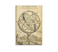 CWLLOG Impression sur toile murale - Décoration murale scientifique vintage - Sphère armillaire - Sans cadre - Décoration moderne pour salon et chambre à coucher (60 x 90 cm)