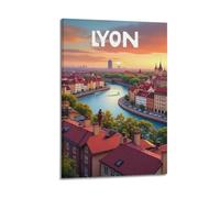CWLLOG Impression sur toile murale moderne de voyage - Affiche de voyage - Paysage urbain de Lyon - France - Affiche d'œuvre d'art moderne pour salon et chambre à coucher (50 x 75 cm)